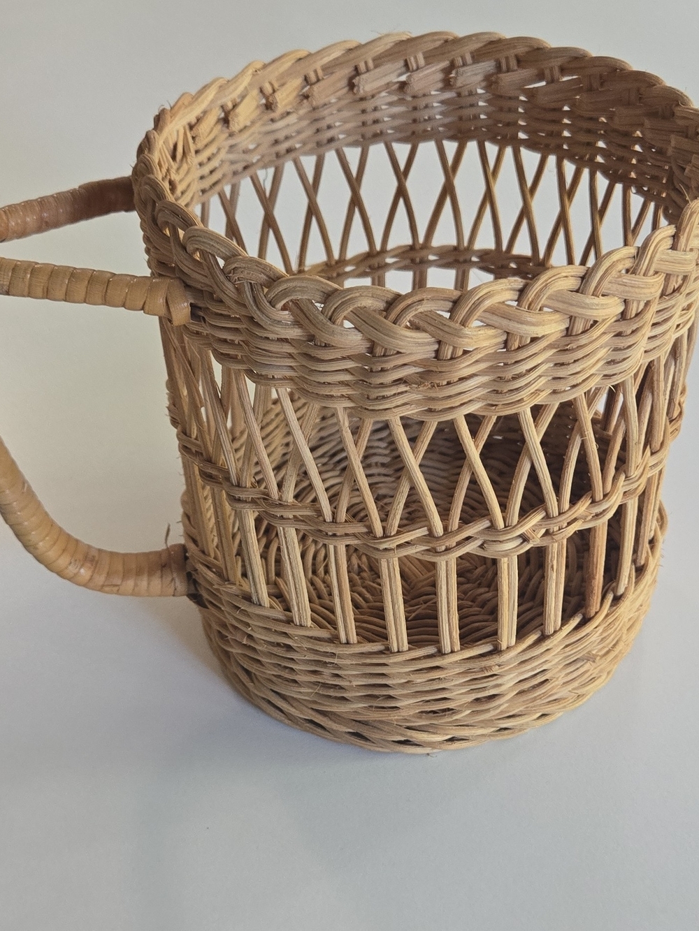 Woven Rattan Basket with Handle - Natural Tan